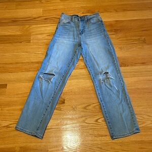 Kendall+Kylie ripped light wash high waisted straight leg jeans